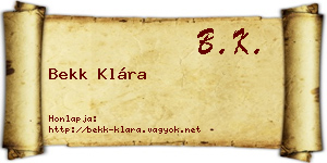 Bekk Klára névjegykártya