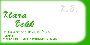 klara bekk business card